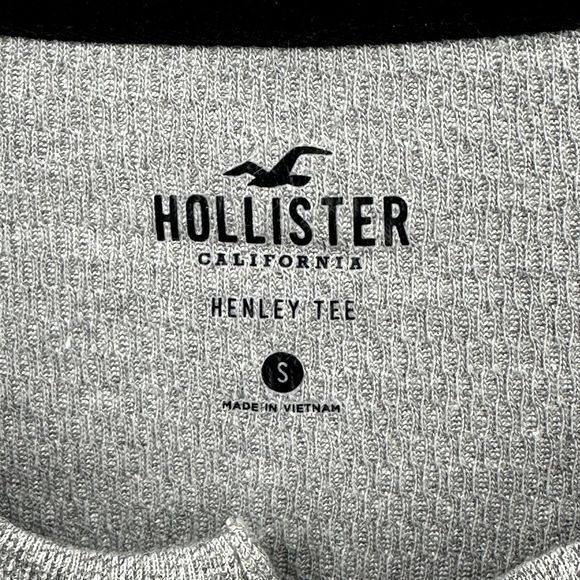 Hollister California Mens Henley Tee Long Sleeve Thermal Pullover Small Gray - Picture 8 of 13